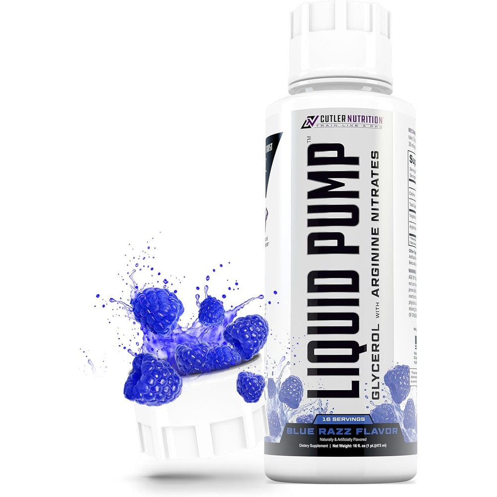 Cutler Nutrition liquid pump stim free pre workout blue raspberry flavor 581g