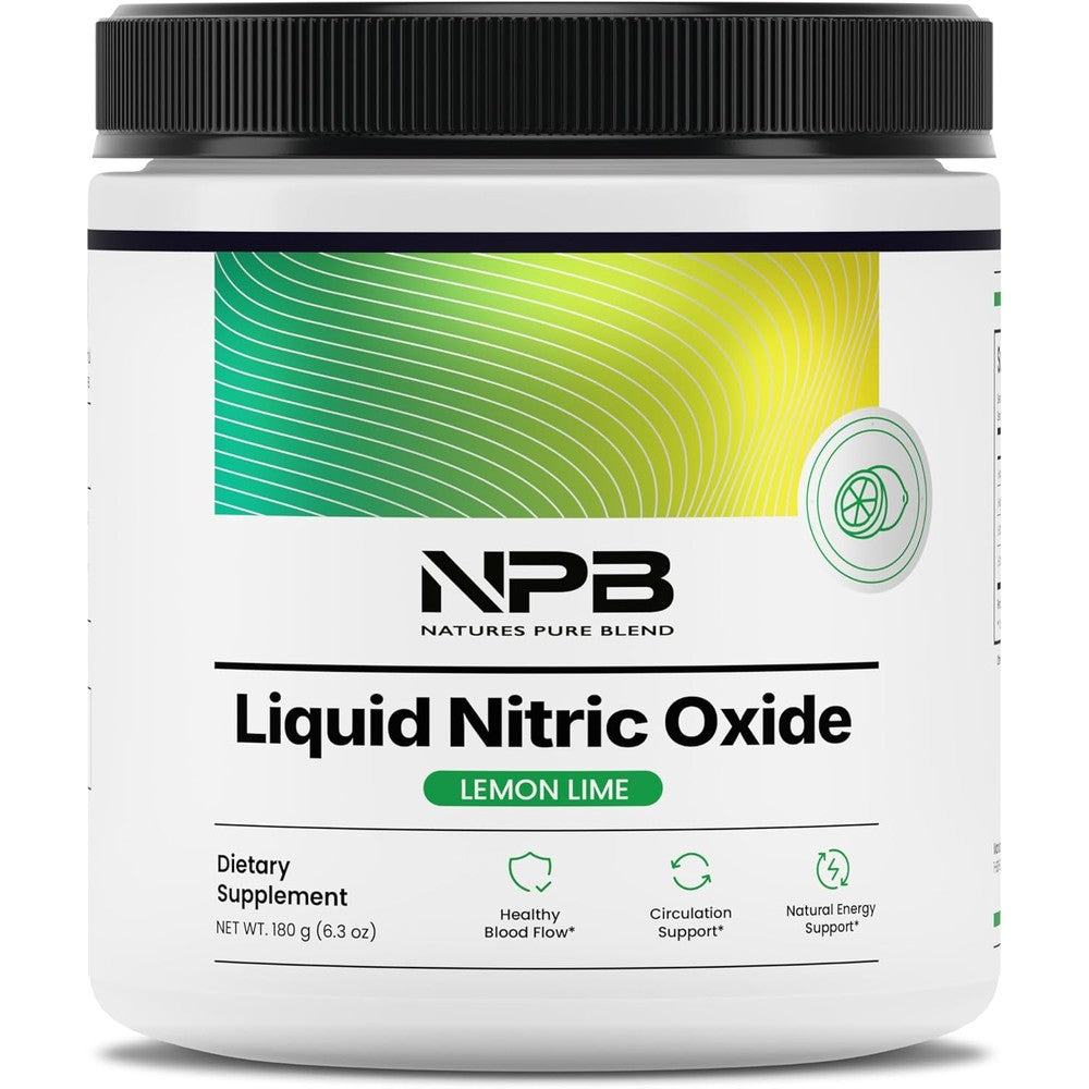 Nature's Pure Blend Liquid Nitric Oxide 5000 MG powder container with L-Arginine