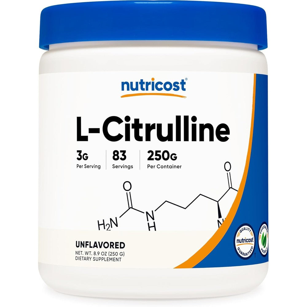Nutricost Pure L-Citrulline Base Powder 250 Grams front view