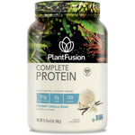 PlantFusion complete vegan protein powder vanilla bean 2 lb tub with pea protein