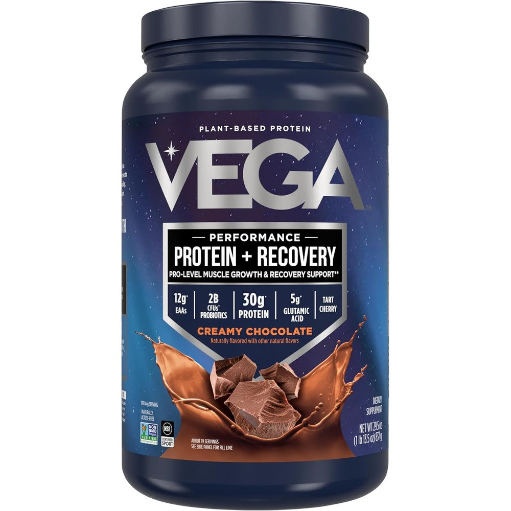 Vega Sport Premium Protein Chocolate 19 Servings front view for plant-based muscle recovery