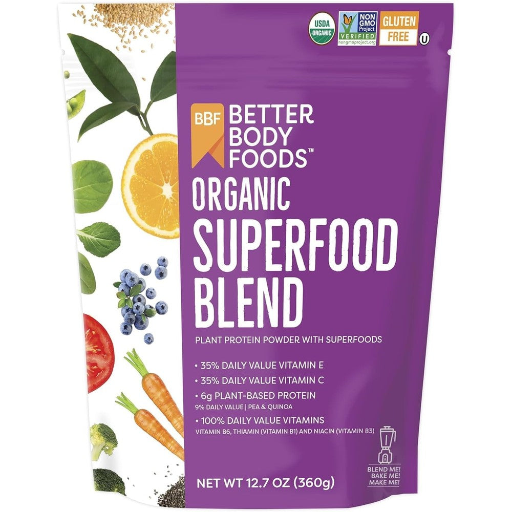 BetterBody Foods Organic Superfood Powder with plant based protein blend