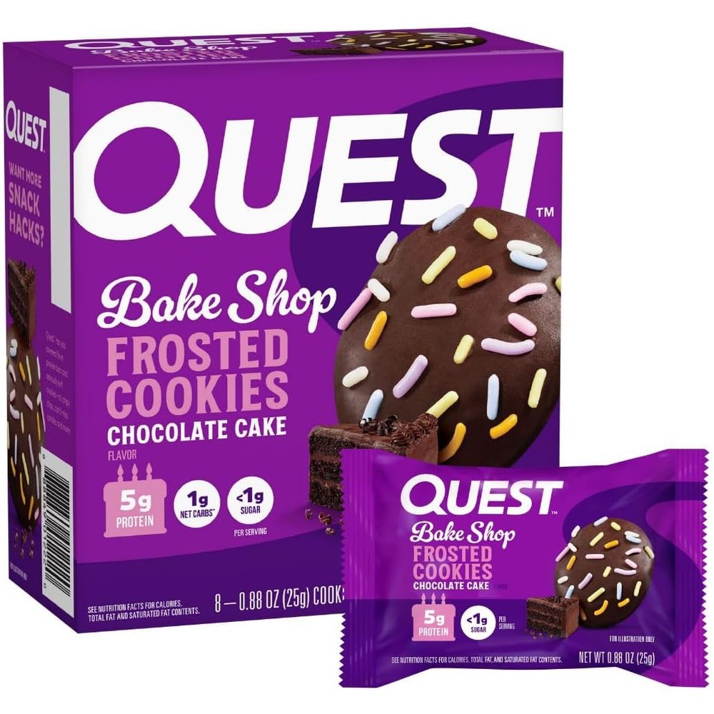 Quest Nutrition Frosted Protein Cookies Chocolate Cake box front view