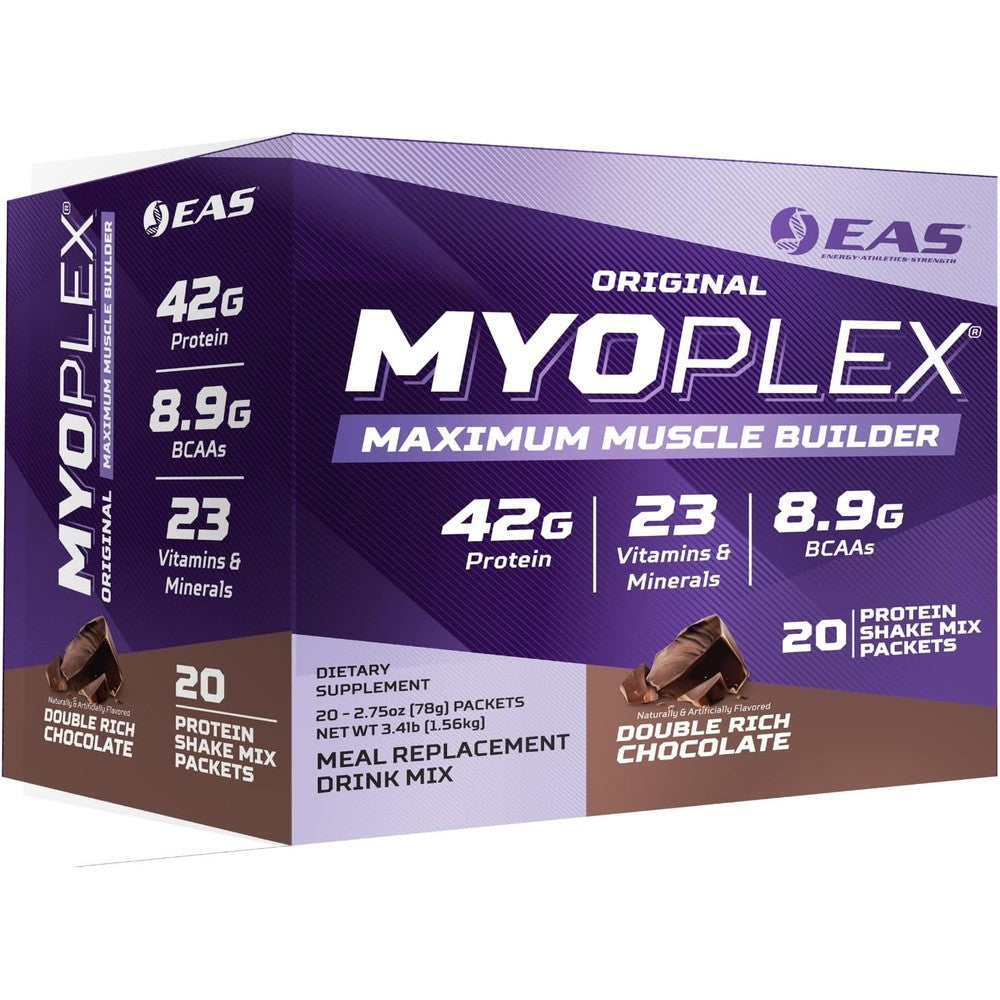 EAS Original Myoplex Muscle Builder 20 Packets front packaging for bodybuilding.