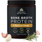 Ancient Nutrition Bone Broth Protein Chicken Soup front view showing 15 grams protein label.