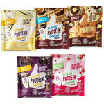 FlavCity Grass Fed Whey Protein Powder Variety Pack front view showing 5 single serve packets.