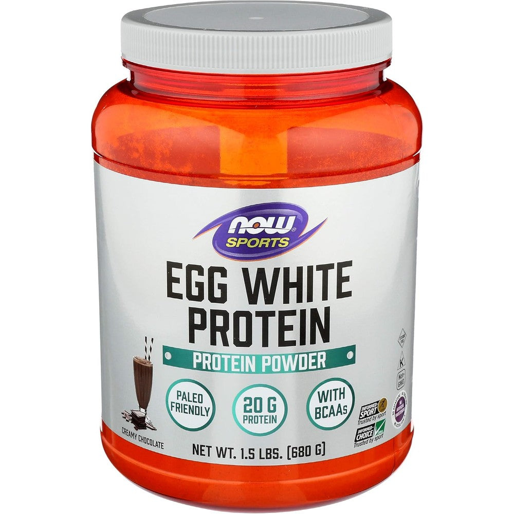 NOW Foods Sports Egg White Protein Creamy Chocolate 24 Ounce front container view