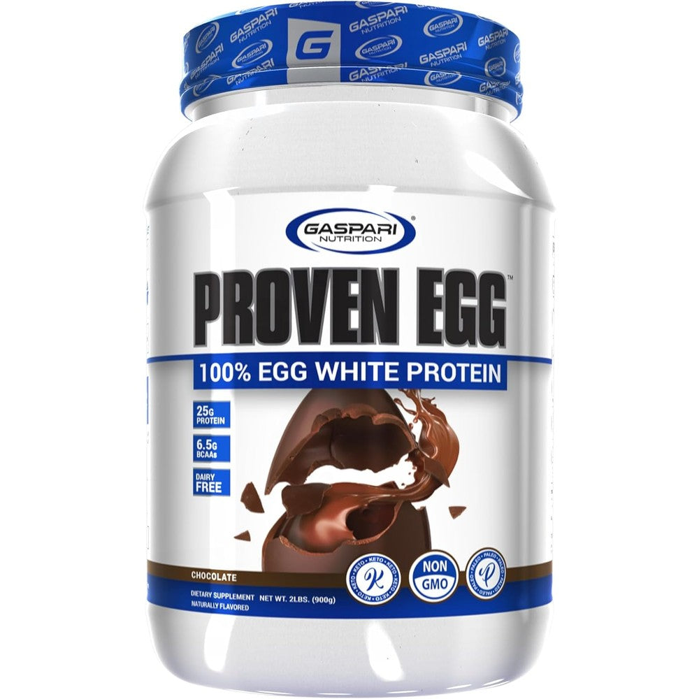 Gaspari Nutrition Proven Egg, 100% Egg White Powder, 25g Protein, Keto Friendly, Dairy, Lactose, and Soy Free (2 lbs, Chocolate)