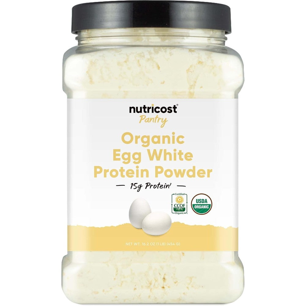 Nutricost Pantry Organic Egg White Protein Powder front view container for muscle recovery