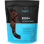 LEGION Egg+ Protein Powder Dutch Chocolate front view showing 22g protein label.