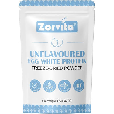 ZORVITA Freeze-dried Egg White Powder Unflavored Dried Egg White Powder, No Additives or Fillers, Gluten-Free, Non-GMO 8 Oz(227g)