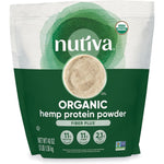 Nutiva organic hemp seed plant protein powder 1.36kg bag showing fiber plus label