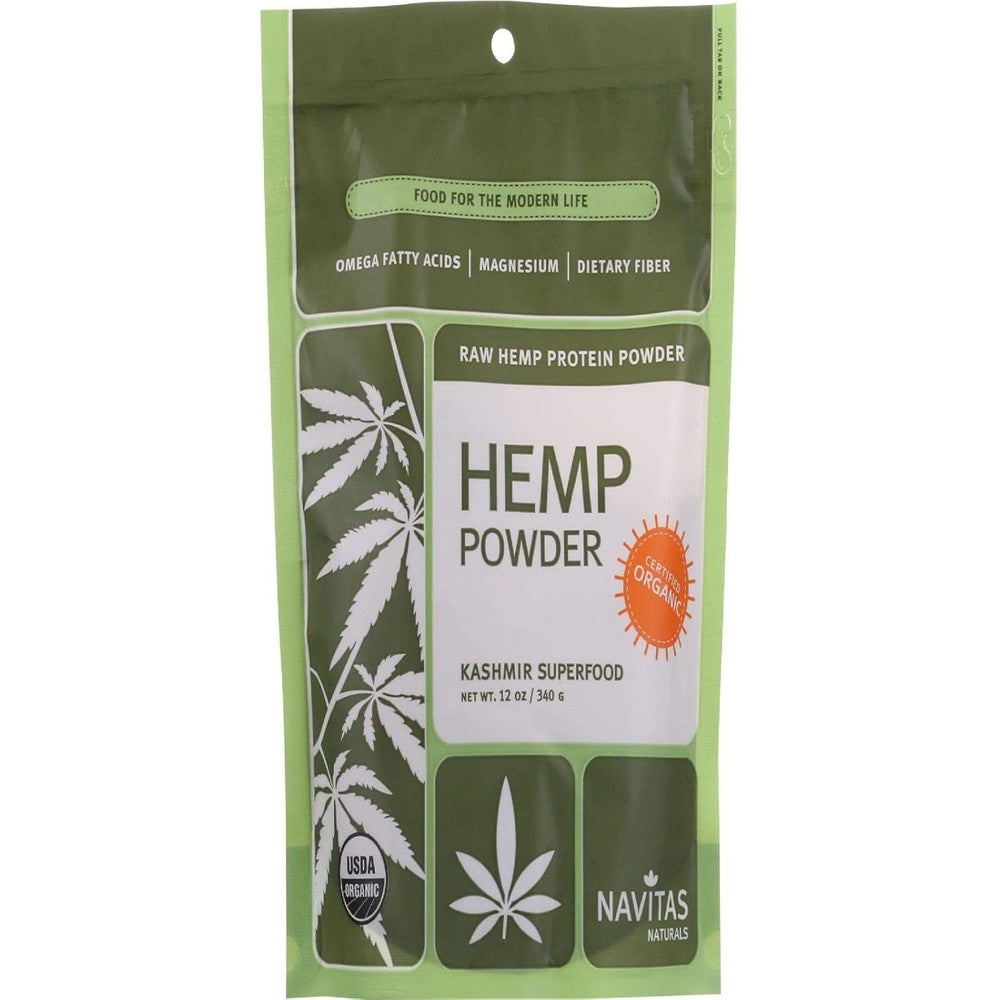 Navitas Organics Hemp Powder 12 Ounce pouch front view authentic plant-based protein