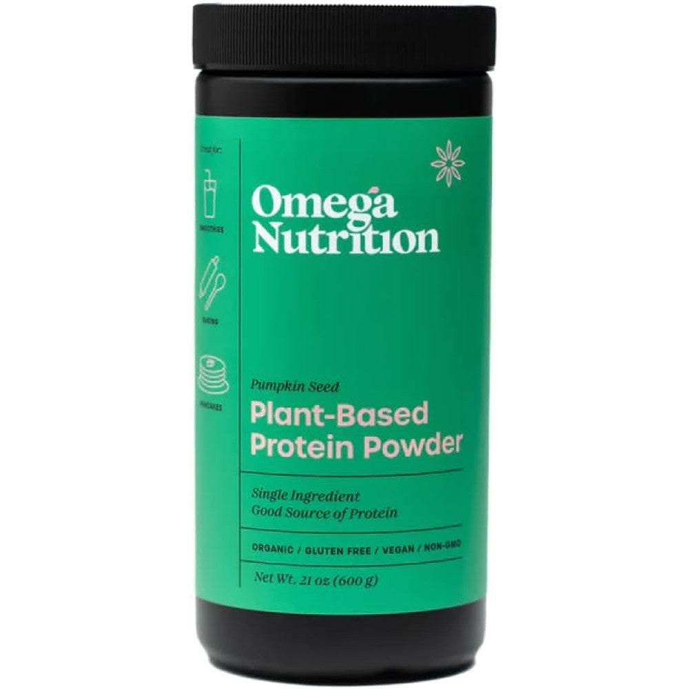 Omega Nutrition Pumpkin Seed Protein Powder front label view organic vegan supplement.