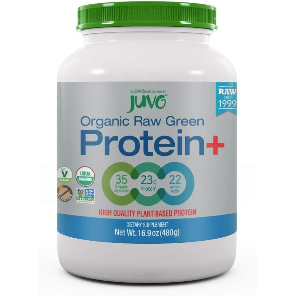 Juvo Raw Green Protein 16.9 Ounce front view organic vegan supplement