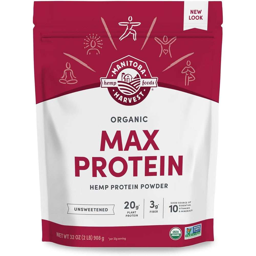 Manitoba Harvest Hemp Yeah Organic Max Protein Powder 32 Ounce front view plant-based supplement.