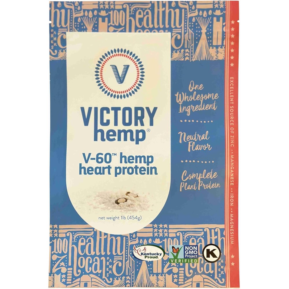 Victory Hemp V-60 Hemp Heart Protein 16 Ounce front view plant based supplement