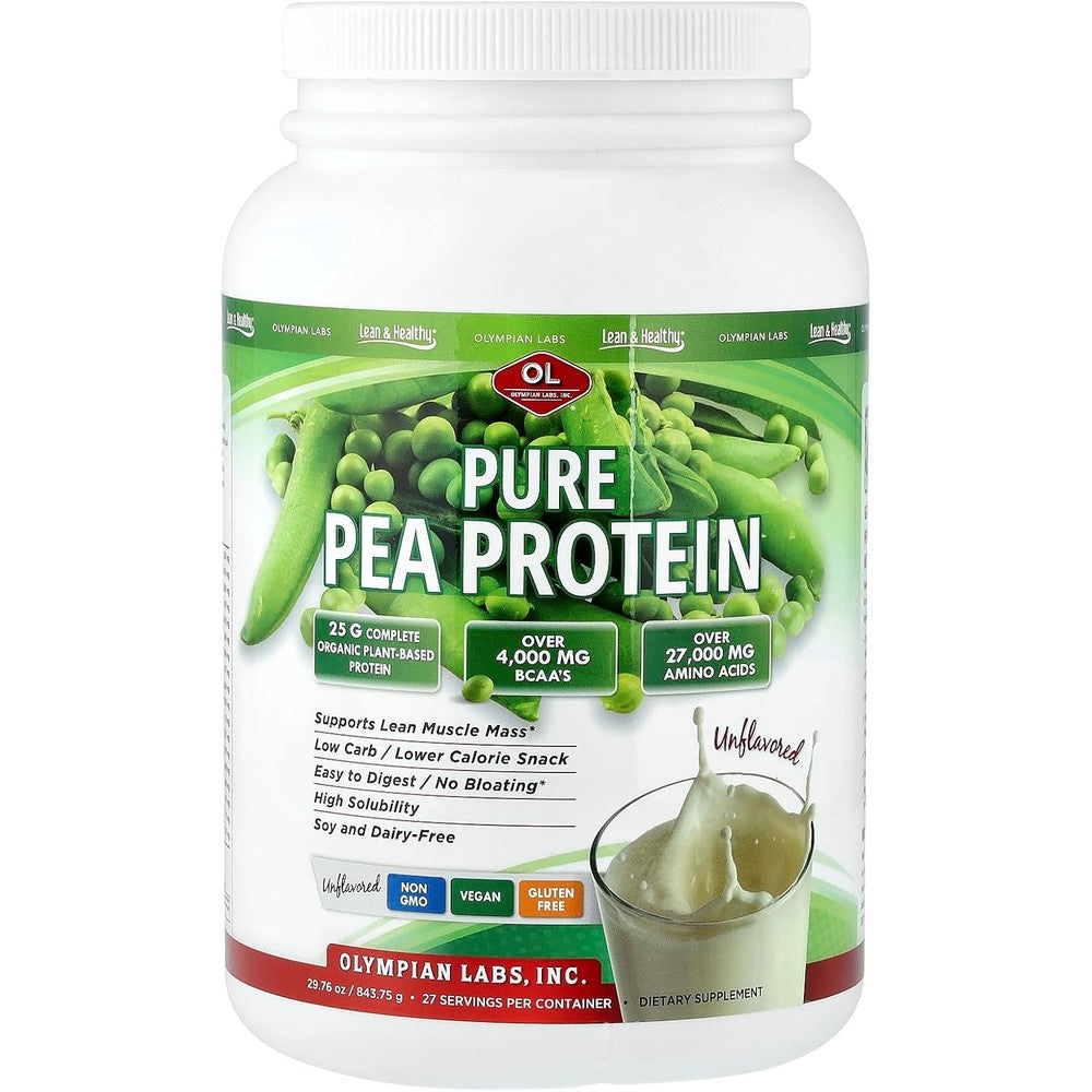 Olympian Labs Plant Based Pea Protein Powder front view vegan supplement