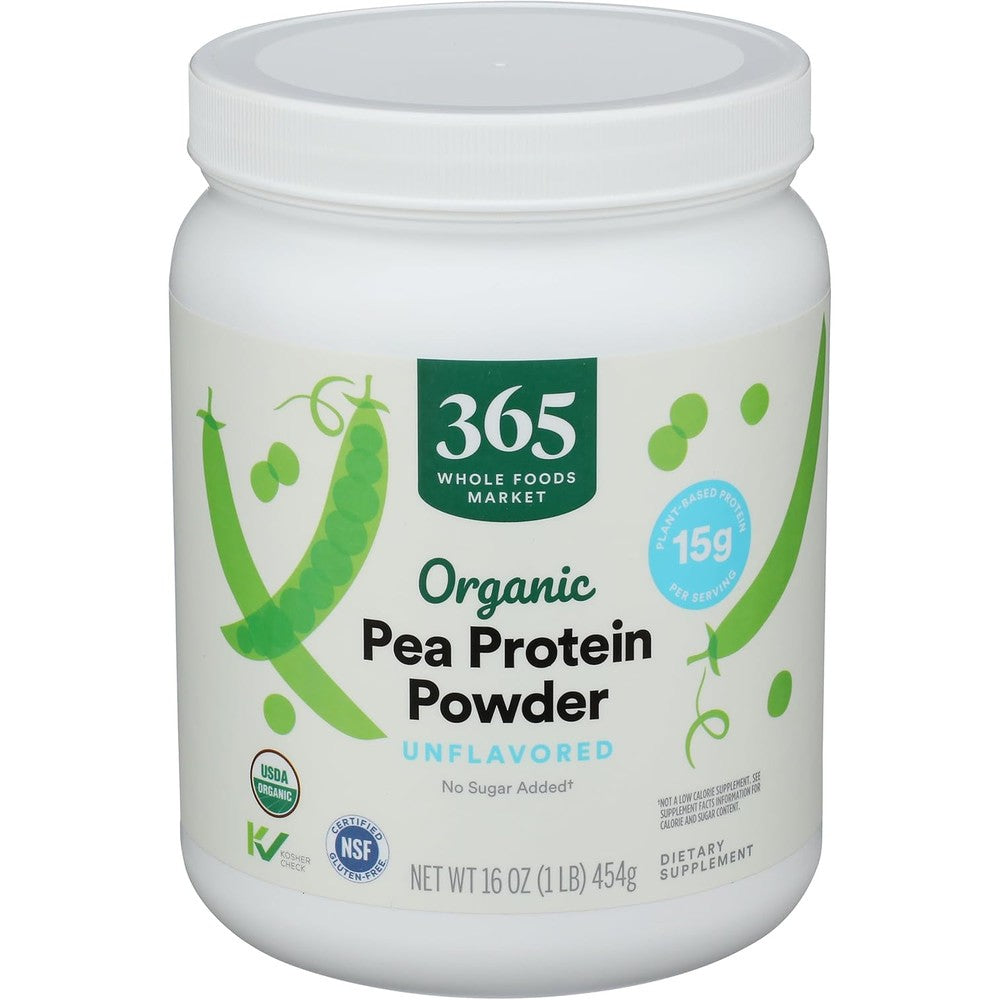 365 by Whole Foods Market organic pea protein powder unflavored 16 ounce tub