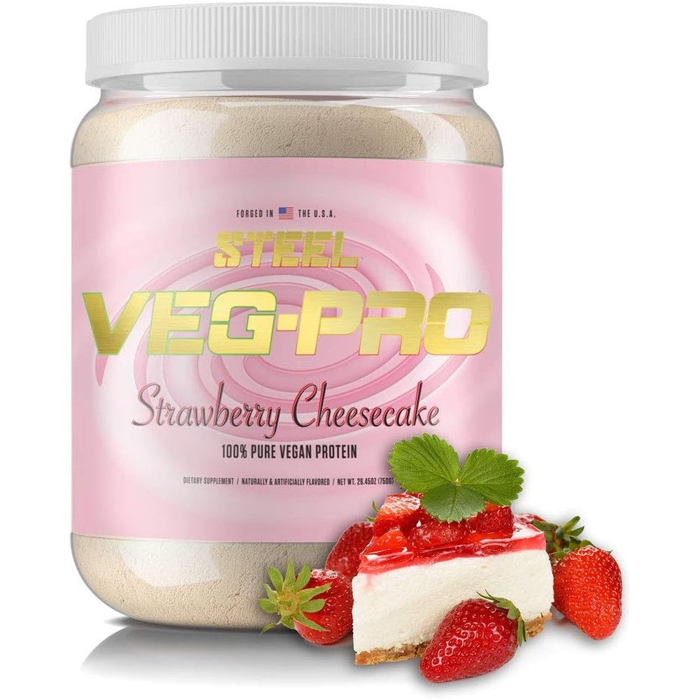 Steel Supplements Veg-PRO strawberry cheesecake vegan protein powder 25 servings