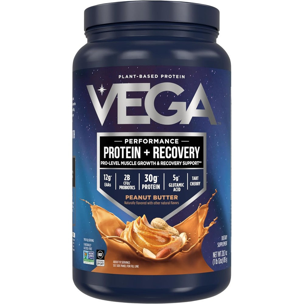 Vega Sport Vegan Protein Powder Peanut Butter front view authentic plant-based supplement