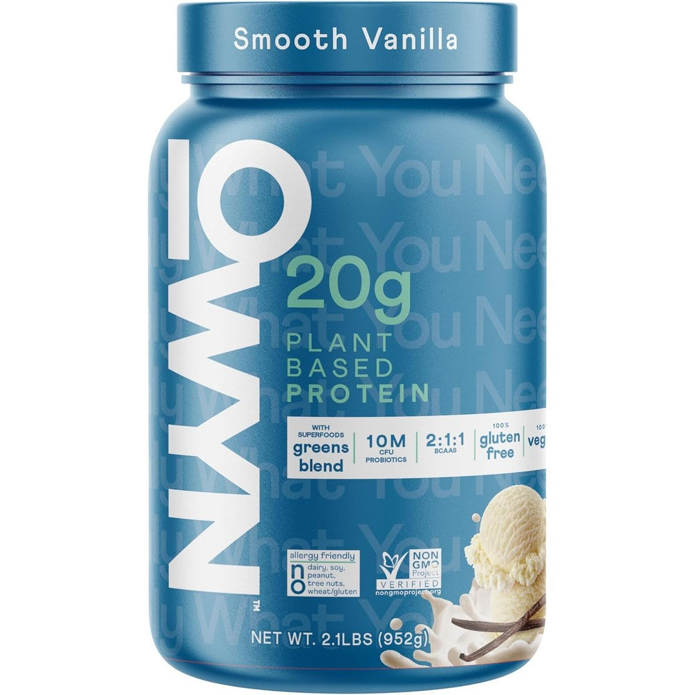 OWYN Smooth Vanilla Plant Based Protein Powder front view for vegan nutrition.