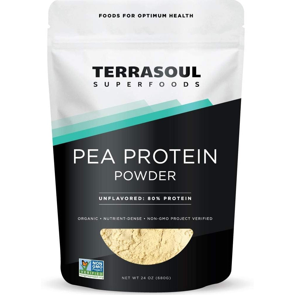 Terrasoul Superfoods Organic Pea Protein 1.5 Pounds front pouch view plant based supplement