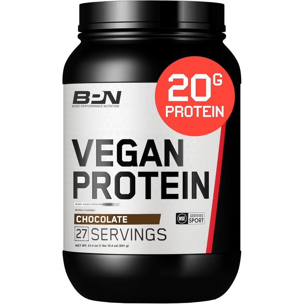 BPN Vegan Protein Powder Chocolate 2 lb Tub with Pea and Watermelon Protein