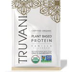 Truvani Vegan Pea Protein Powder Vanilla single serving packet front view