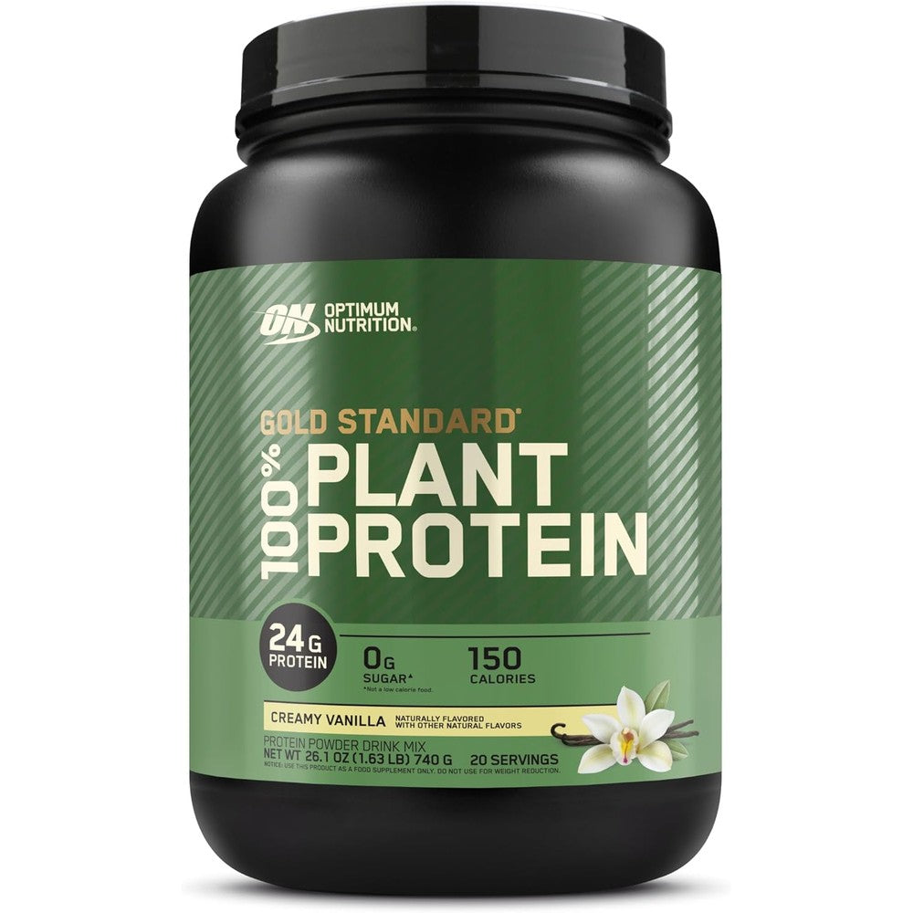 Optimum Nutrition Gold Standard 100% Plant Based Protein Creamy Vanilla front view vegan supplement