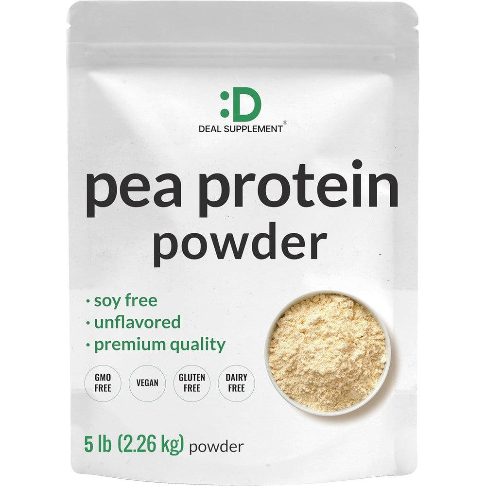 Deal Supplement Unflavored Pea Protein Powder 5lb bag front view vegan protein