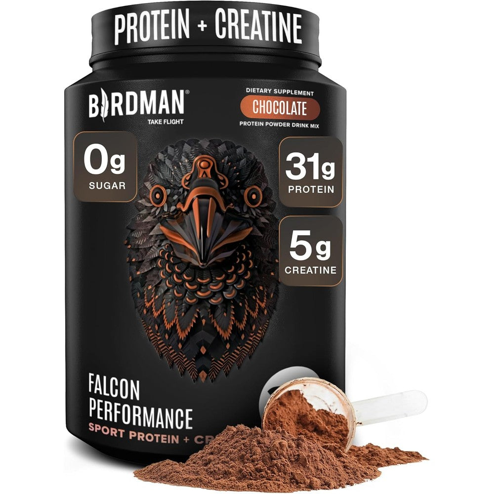 Birdman Falcon Performance Vegan Protein Powder Chocolate tub front view