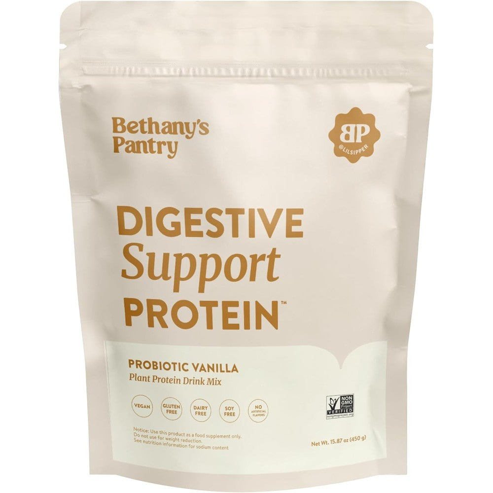 Nuzest Bethany's Pantry Digestive Support Protein front view vanilla flavor
