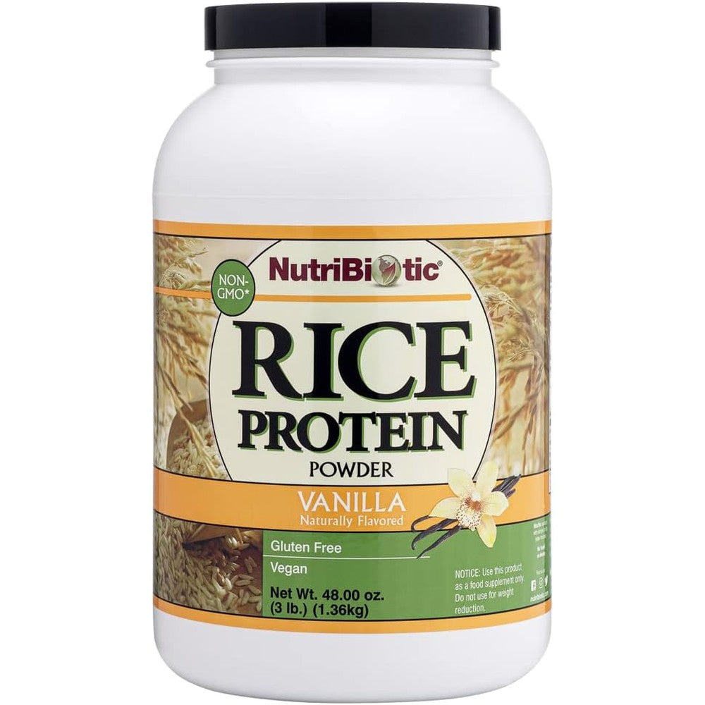 NutriBiotic Vanilla Rice Protein 3 Pound front view plant based supplement
