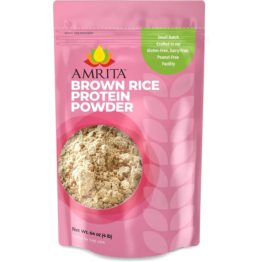 Amrita Brown Rice Protein Powder 4 pound bag front view vegan supplement