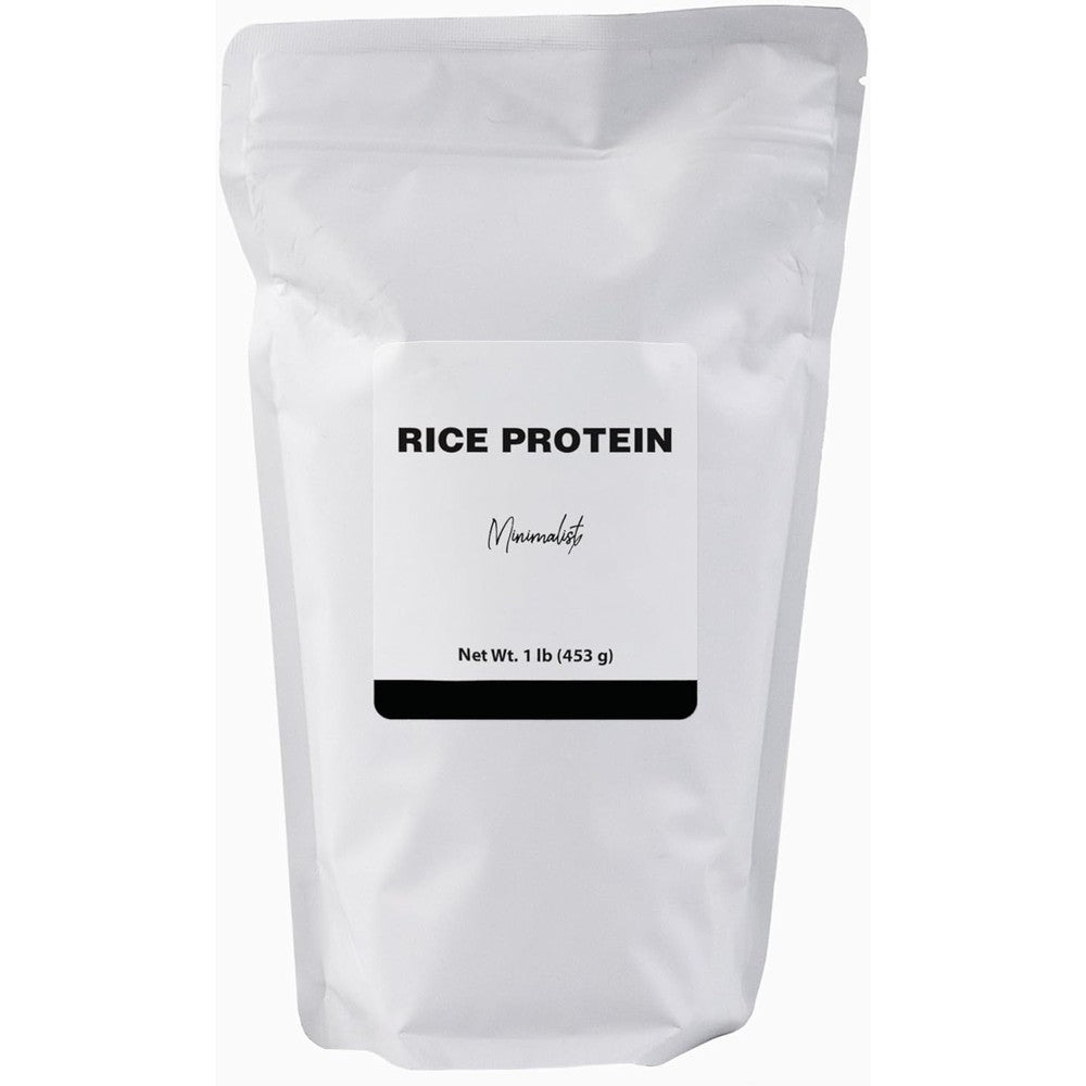 Minimalist Rice Protein 16 Ounce white resealable bag front view