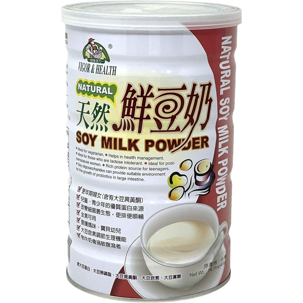 Vigor & Health Soy Milk Powder 400g tin front view for plant-based nutrition