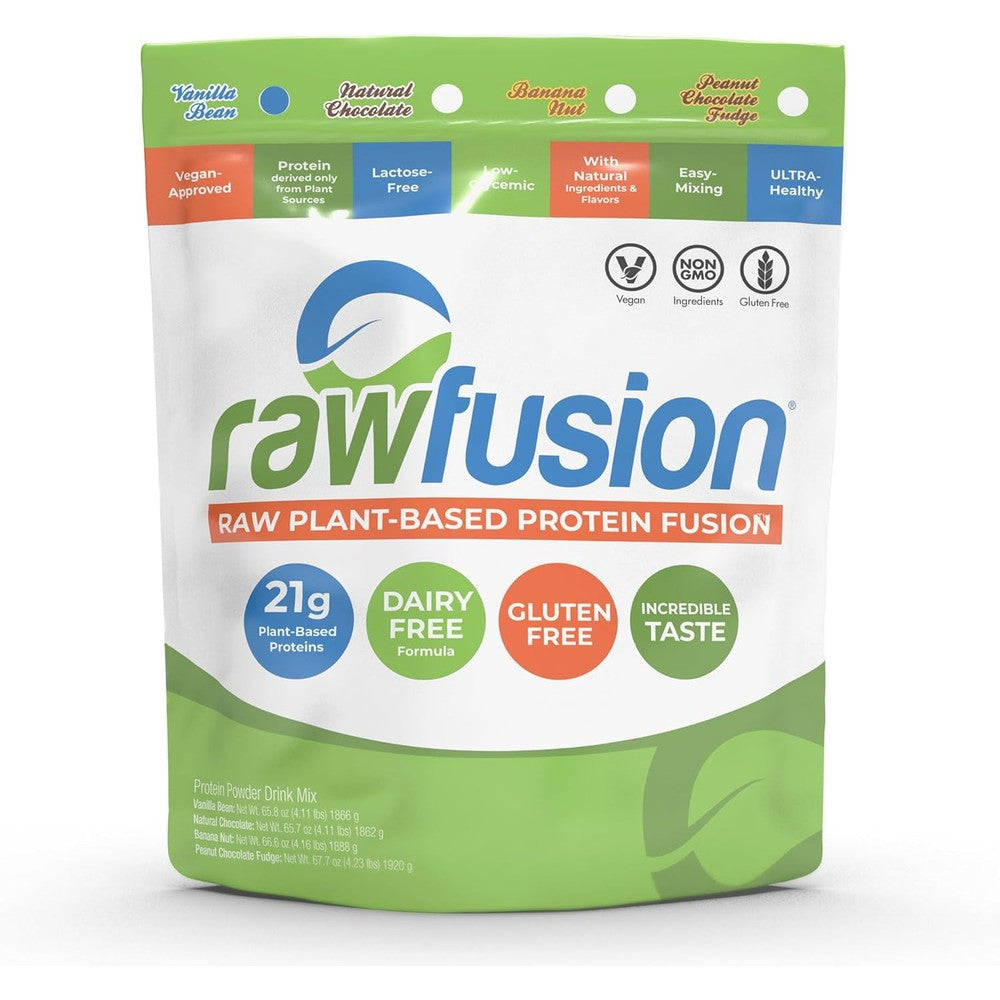 SAN Rawfusion Vegan Protein Powder front view of 4lb container