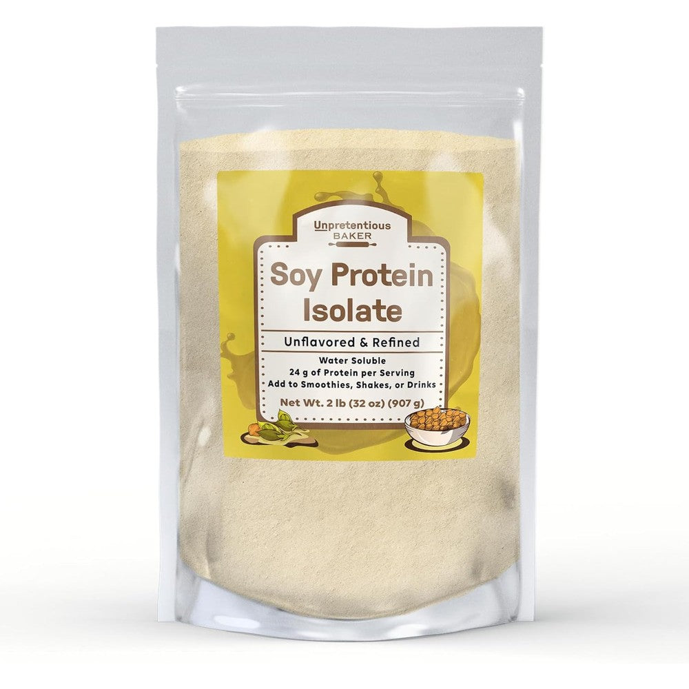 Unpretentious Baker Soy Protein Isolate 2 pound bag front view for vegan muscle recovery.