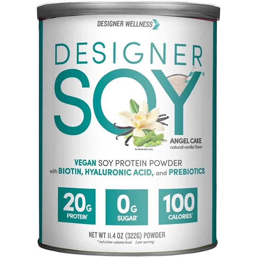 Designer Wellness Soy Isolate Protein Powder front view for vegan muscle recovery.