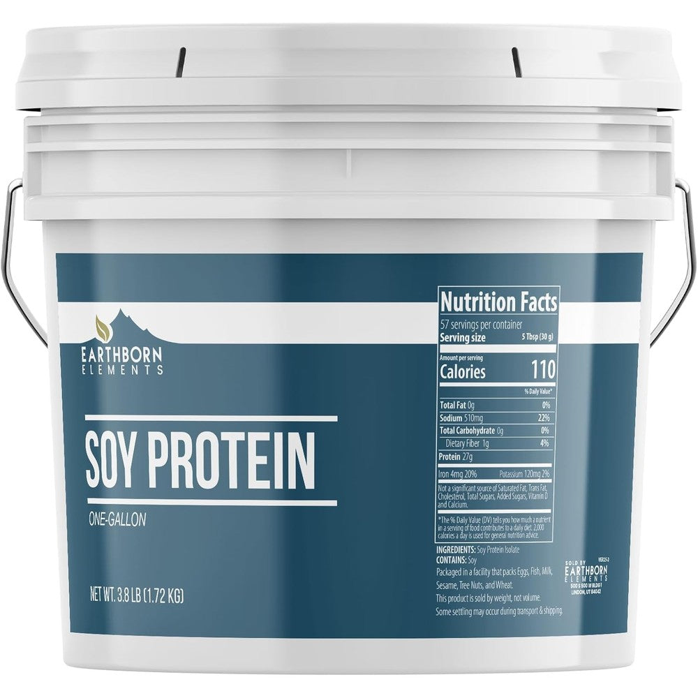 Earthborn Elements Soy Protein Powder 1 Gallon Bucket front view for muscle recovery