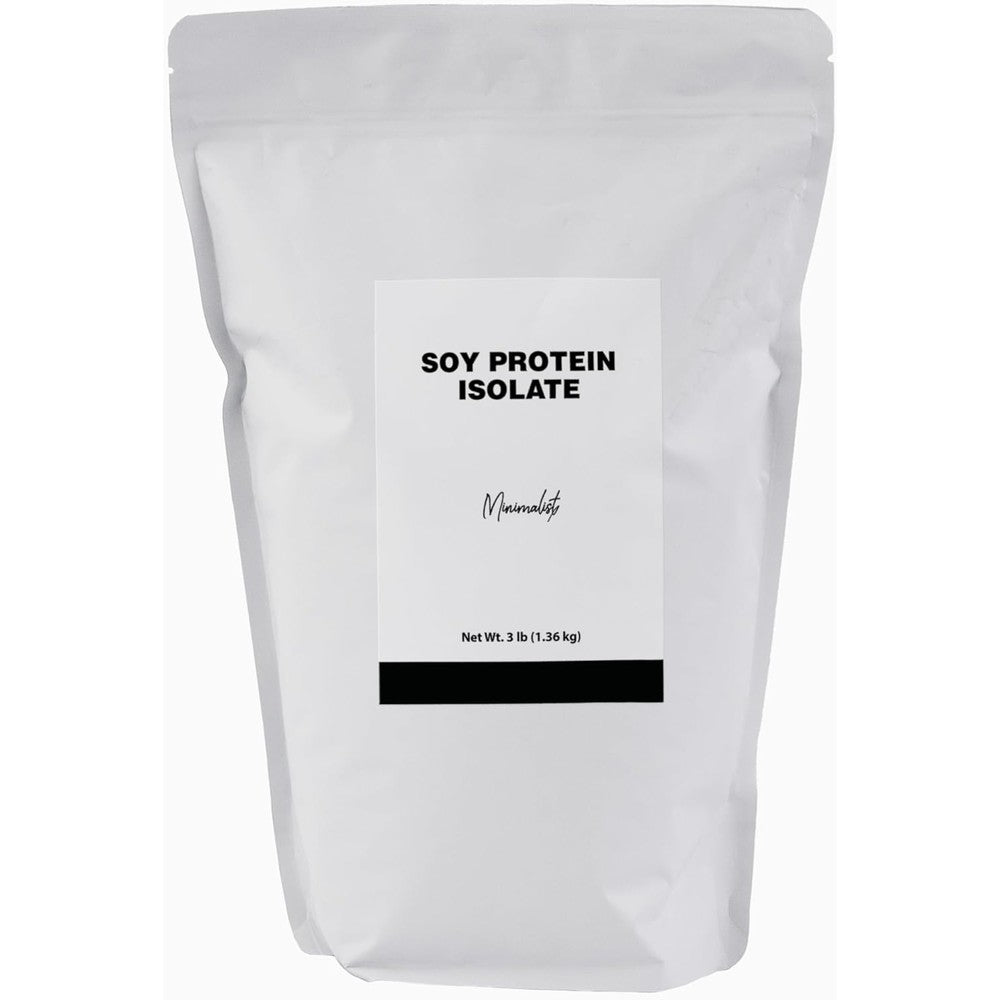 Minimalist Soy Protein Isolate 3 Pound bag front view for vegan muscle recovery.