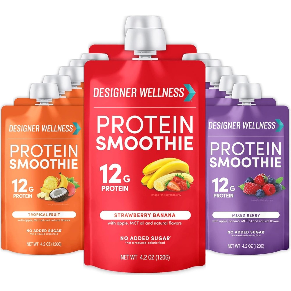 Designer Wellness Protein Smoothie variety pack front view 12g whey protein