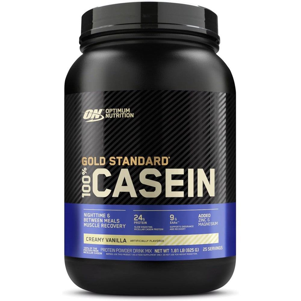 Optimum Nutrition Gold Standard 100% Casein Creamy Vanilla 2lb front view micellar protein powder