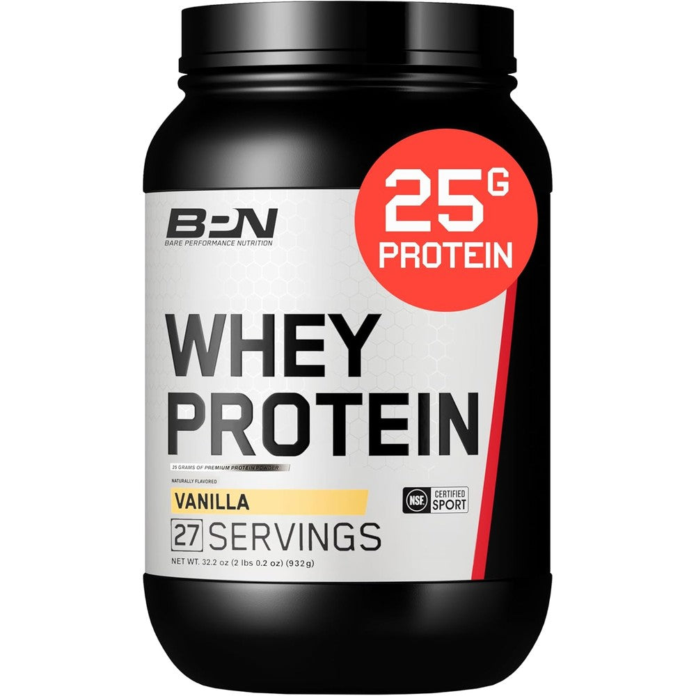 Bare Performance Nutrition BPN Whey Protein Vanilla front view bottle