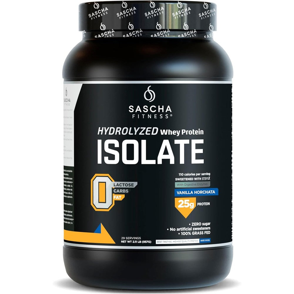 Sascha Fitness Hydrolyzed Whey Protein Isolate 2 Pounds front view muscle recovery supplement