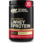 Optimum Nutrition Gold Standard Whey Protein Vanilla Ice Cream 0.68 pound front view premium supplement.