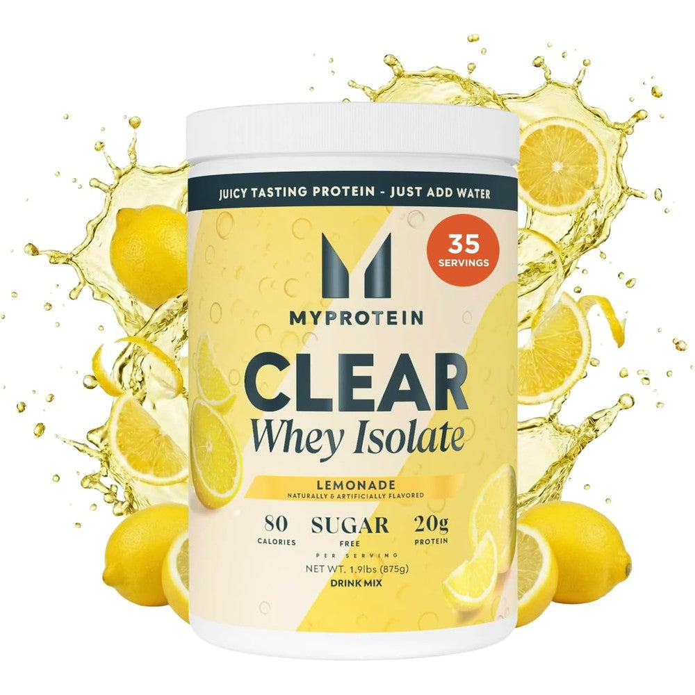 Myprotein Clear Whey Isolate Lemonade front view authentic protein supplement