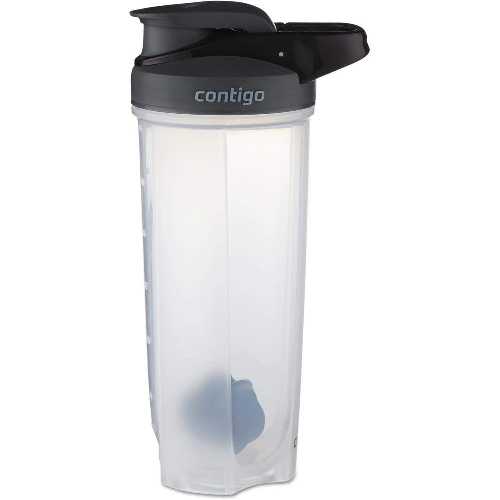 Contigo Shake & Go Fit black shaker bottle with 28 oz capacity and weighted mixing ball & water bottle for travel
