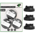 Impeccable Lids shaker bottle replacement lid 3 pack in black for gym shaker bottles